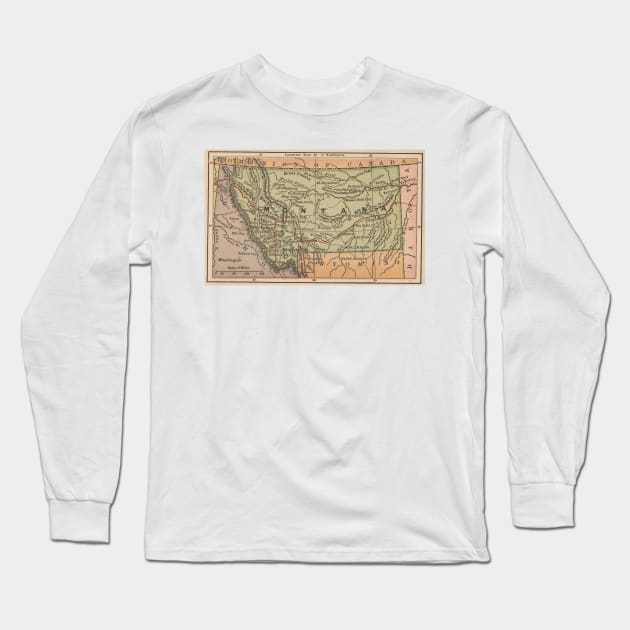 Vintage Map of Montana (1885) Long Sleeve T-Shirt by Bravuramedia